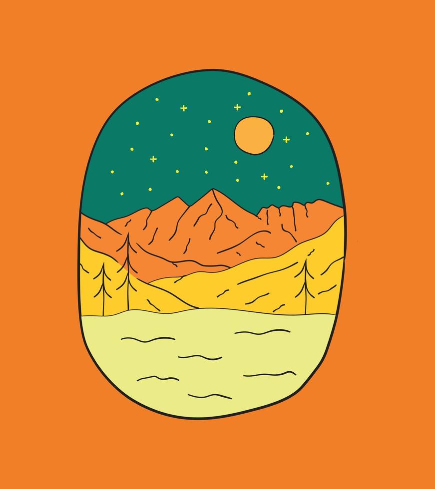 vector de diseño del paisaje de colorado por la noche para el diseño de insignias, emblema, arte de camisetas, diseño de camisetas