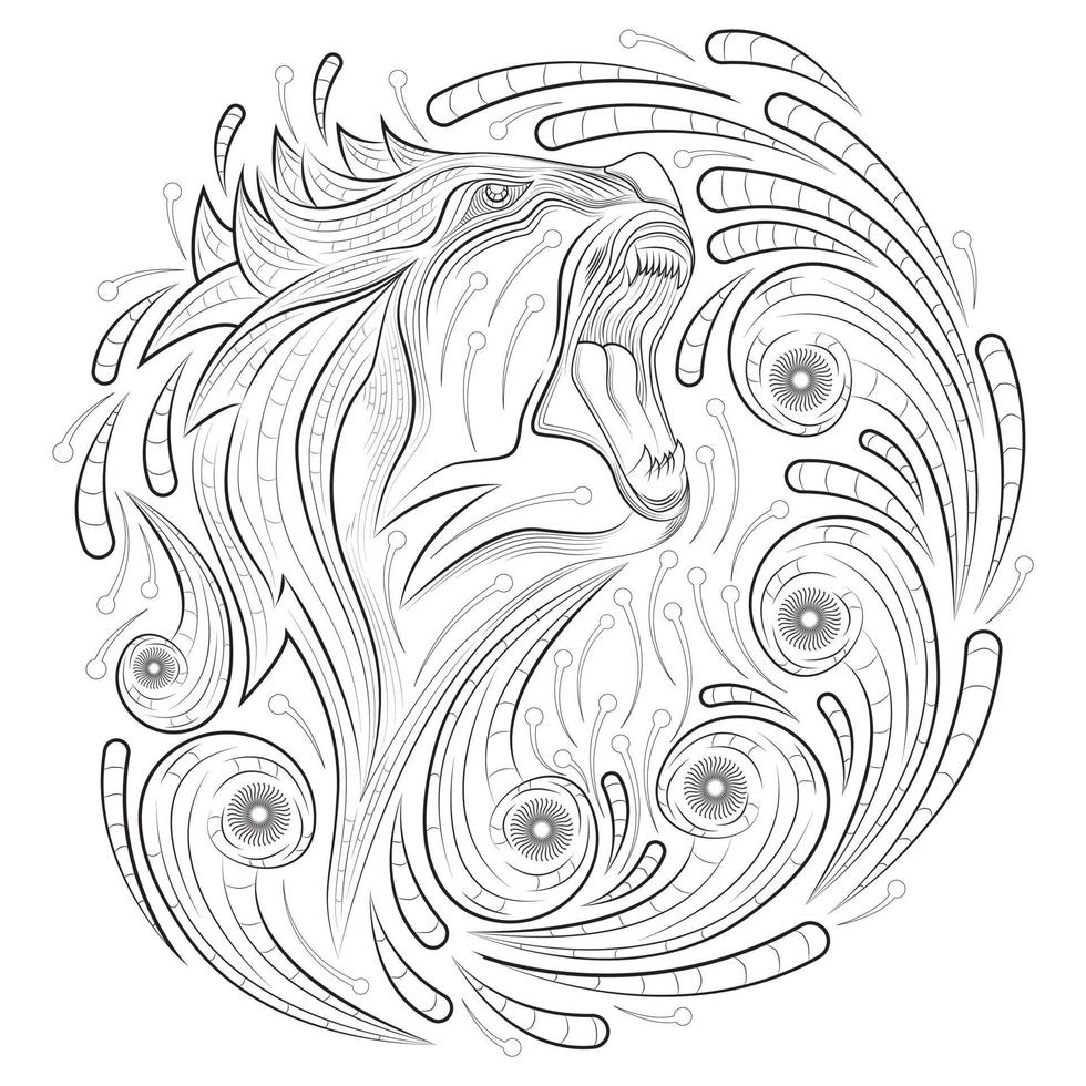 hand drawn zentangle and doodle style dragon vector