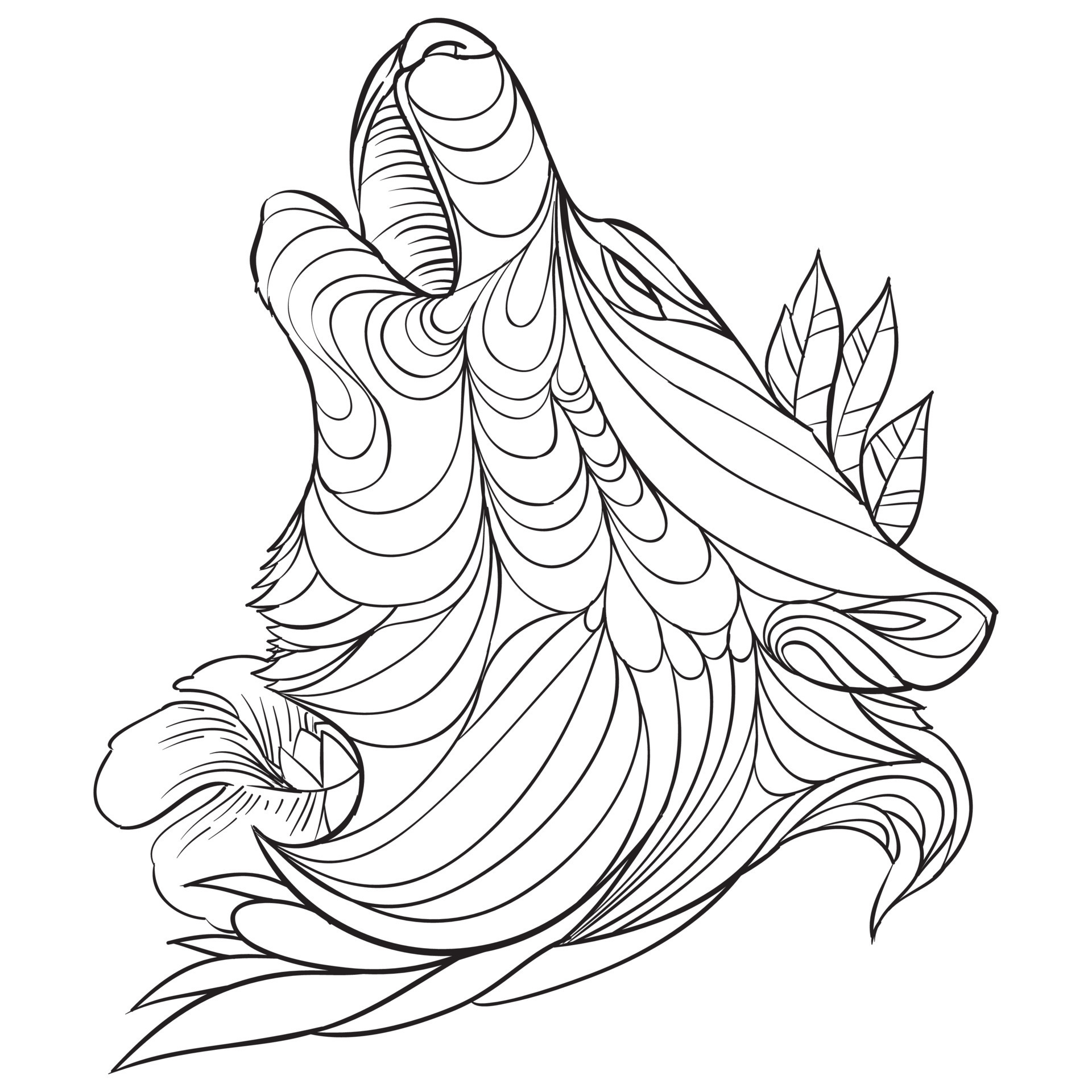 Fish vector illustration template for Coloring book. Drawing