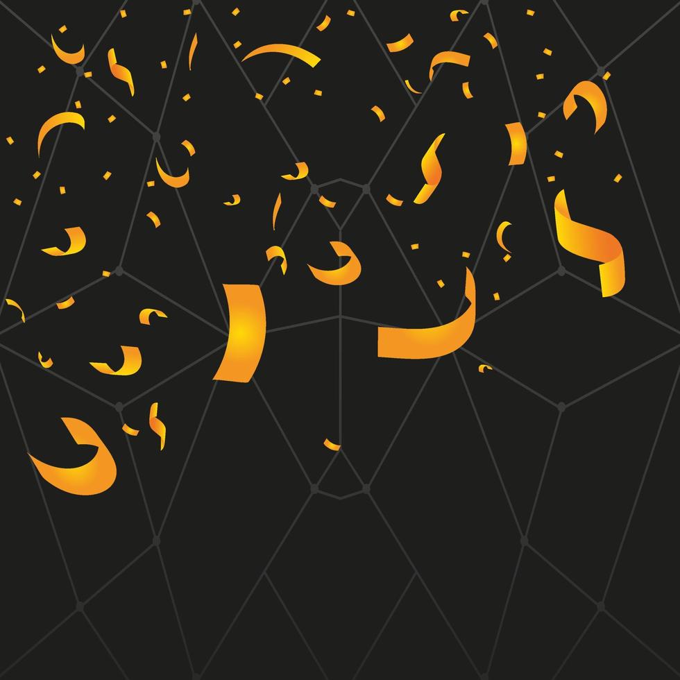 Golden confetti isolated on black background vector