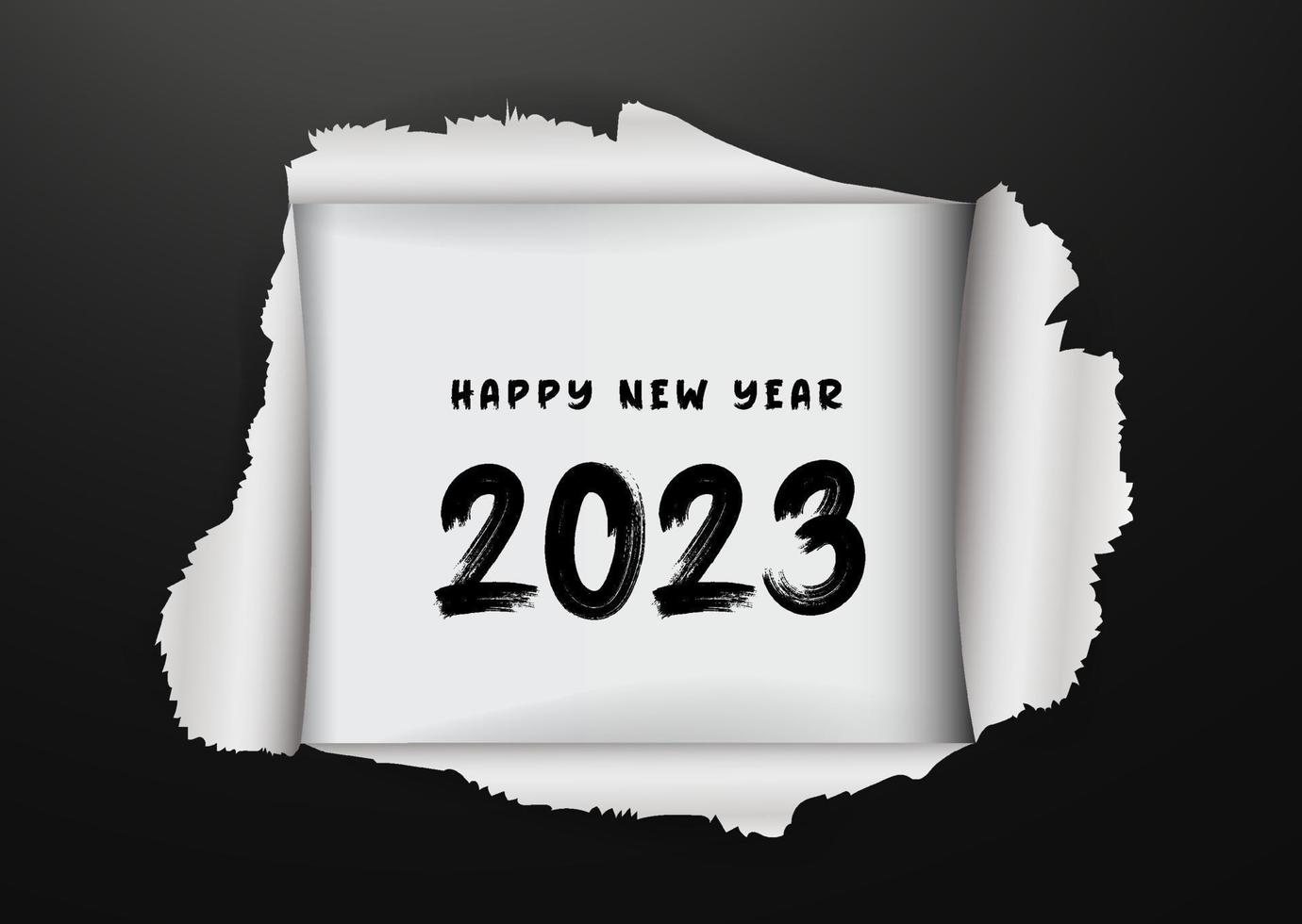 Vision 2023 New Year written behind a torn paper. Torn paper revealing the number 2023 vector