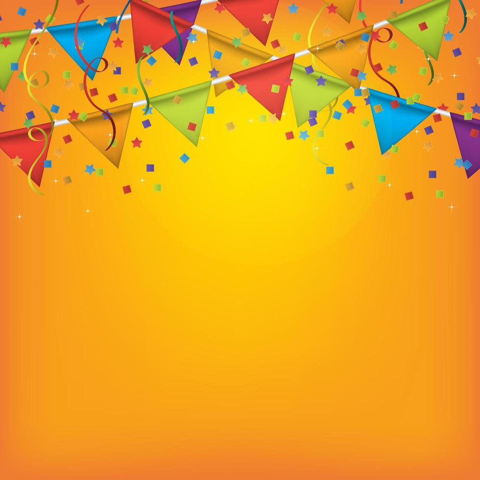 Streamers background design with birthday patterns and colorful confetti for birthday party and other celebrations. Vector illustration.