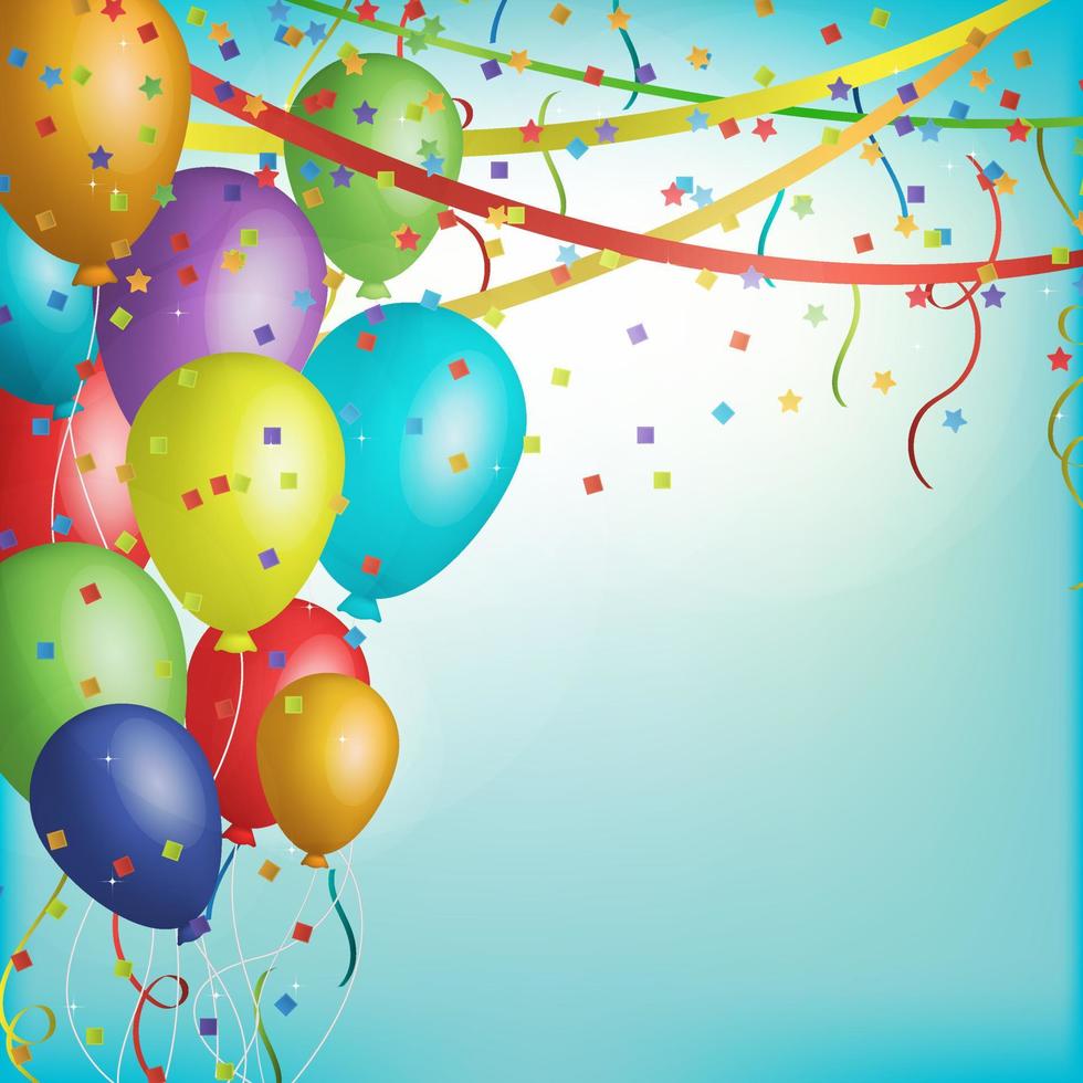 Realistic birthday background with balloons vector