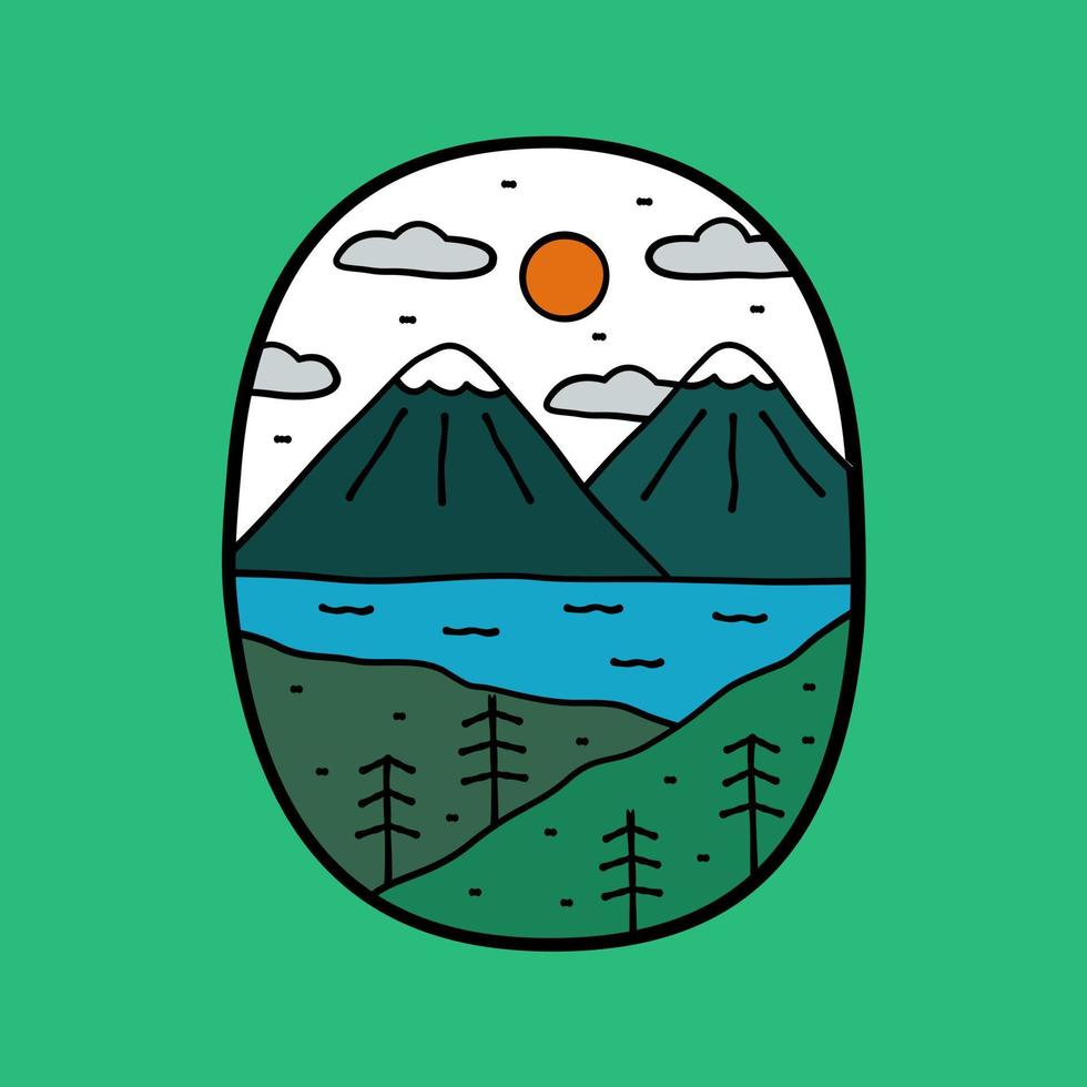 nature mountains wildlife flat design vector