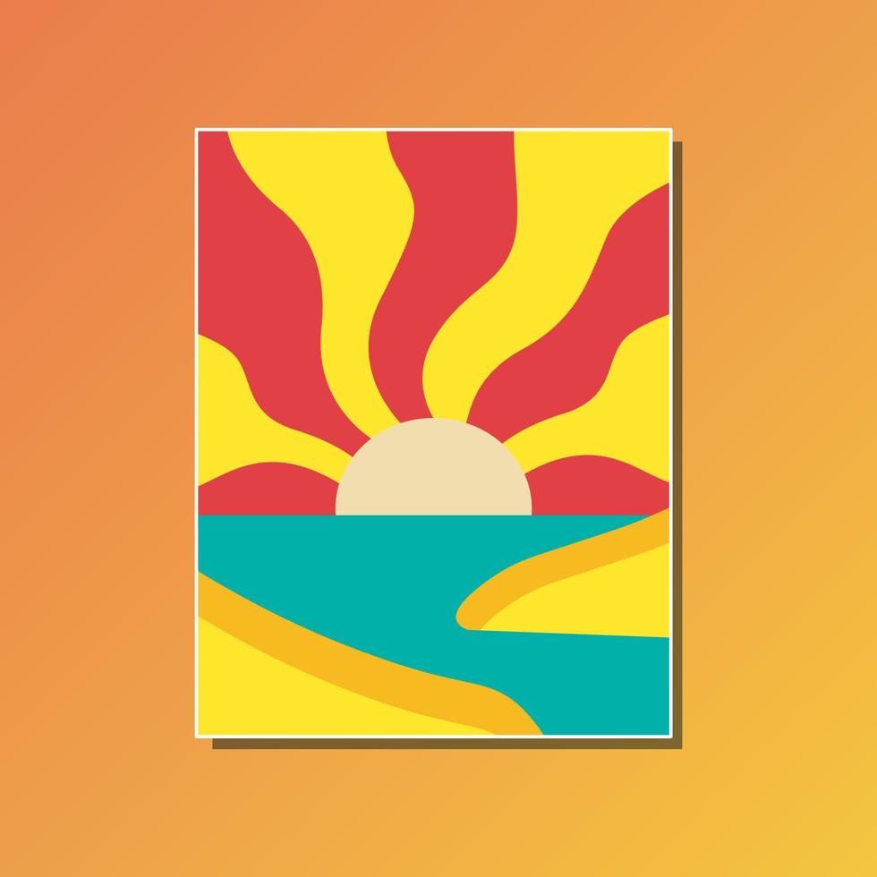 simple design of colorful sunset vector