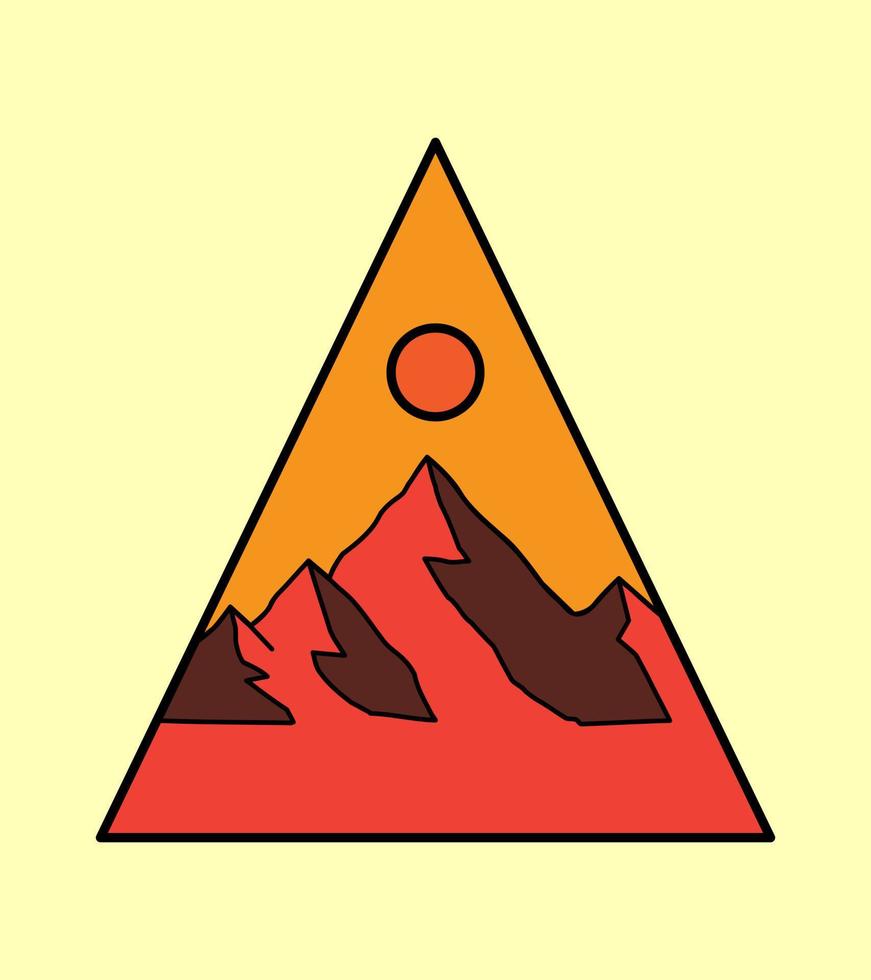 simple design vector of mountain and sun