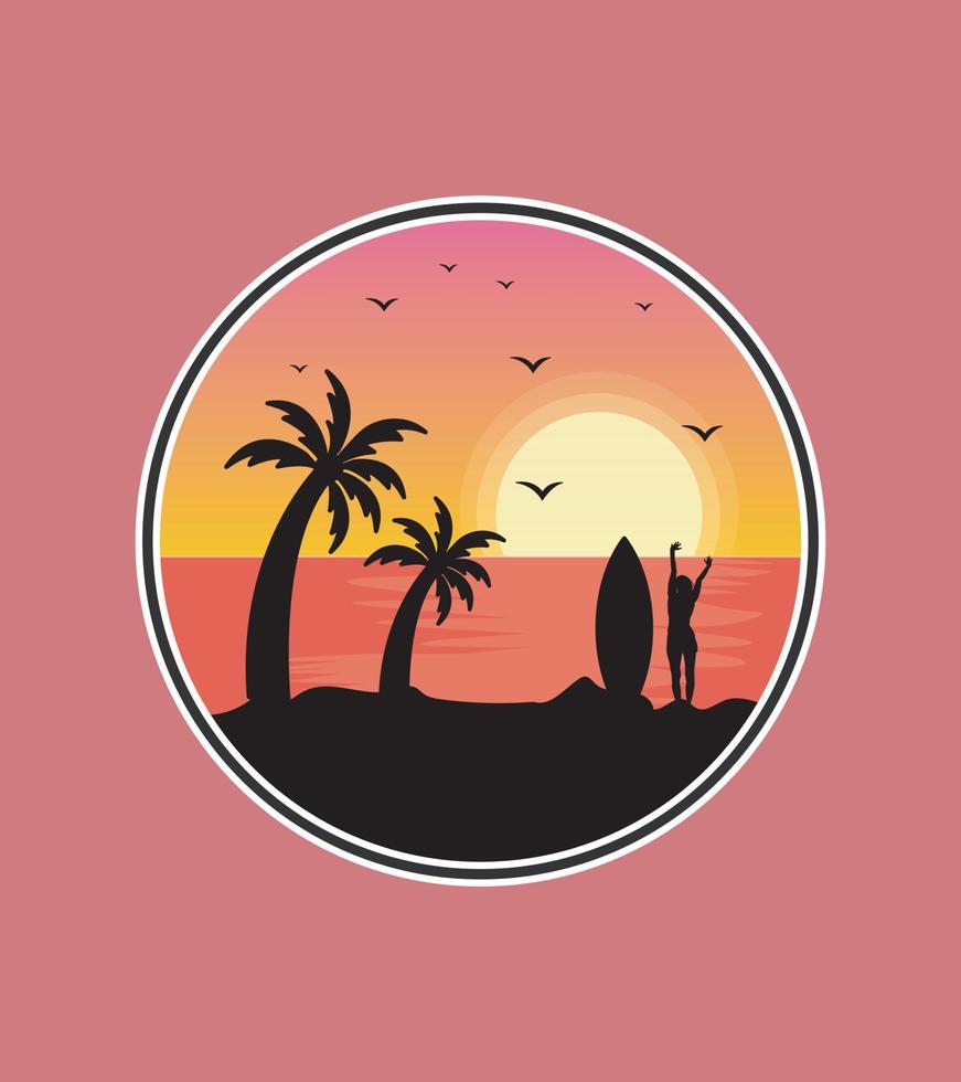 sunset view on florida key beach with silhouette style vector