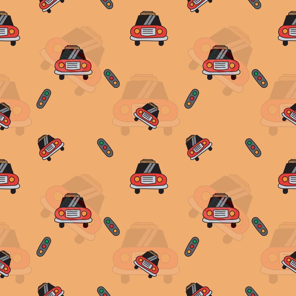 seamless car and red light pattern design. design for kids vector