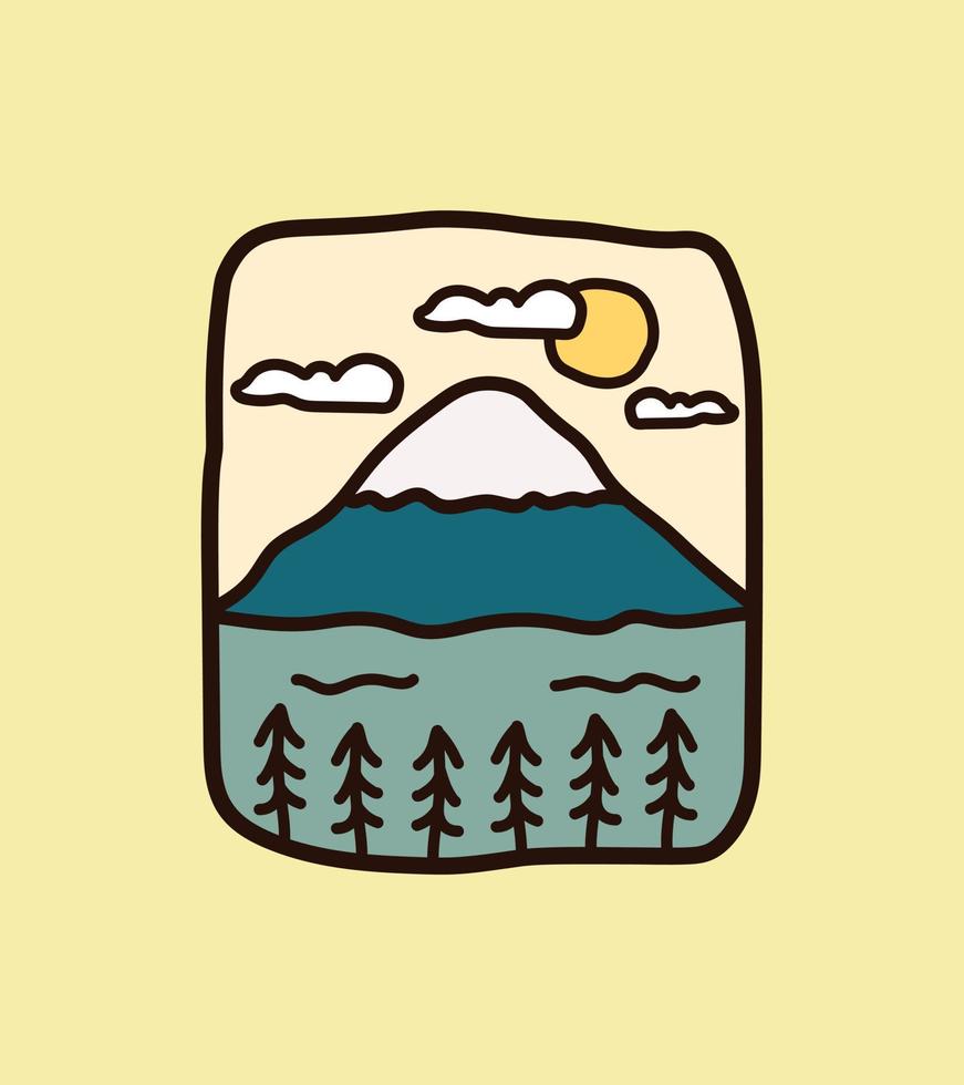 illustration of Mount Fuji in Japan for t-shirt Design, tee design ,patch emblem badge design vector