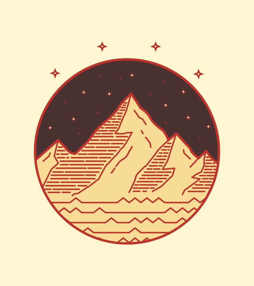 Mountain view vector design and sparkling night stars
