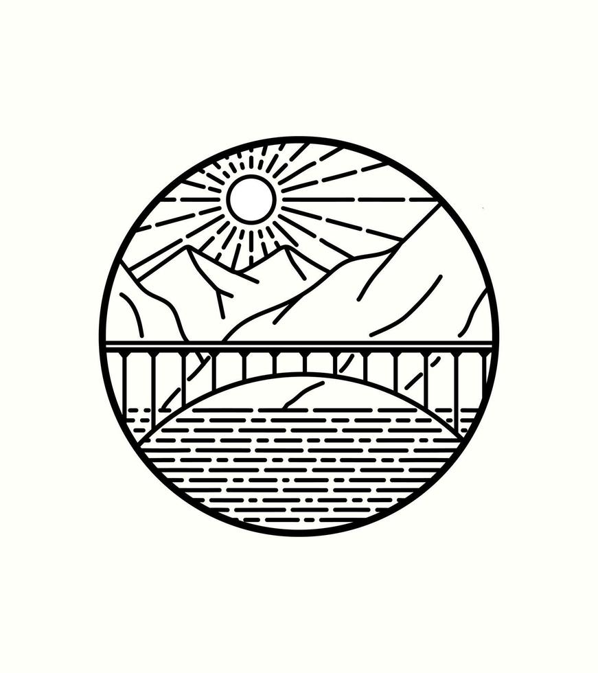 view of the bridge with mountains in the background vector