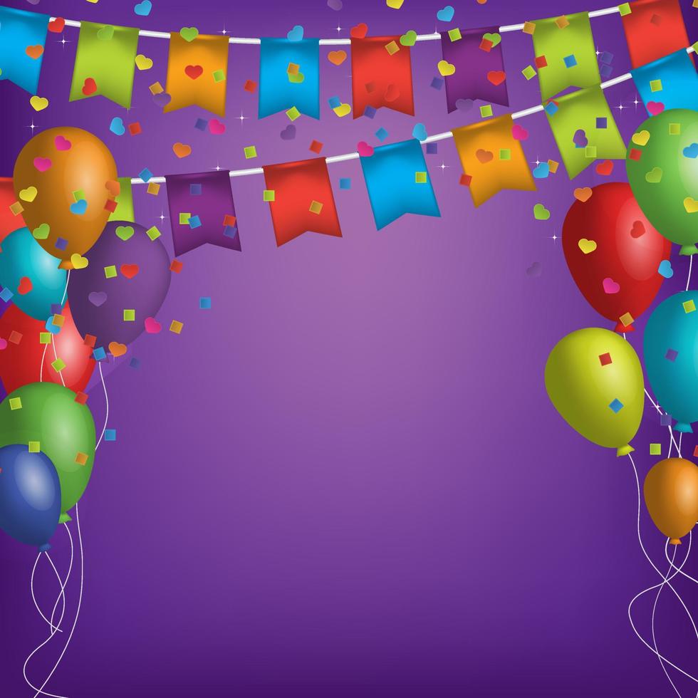 Happy Birthday party with balloons and ribbons background 7955810 Vector  Art at Vecteezy