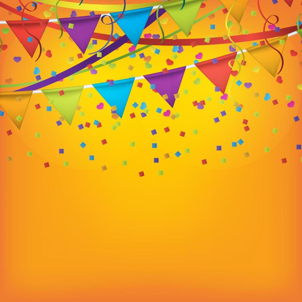 Diseño de fondo de serpentinas con patrones de cumpleaños y confeti de colores para fiestas de cumpleaños y otras celebraciones. ilustración vectorial. vector