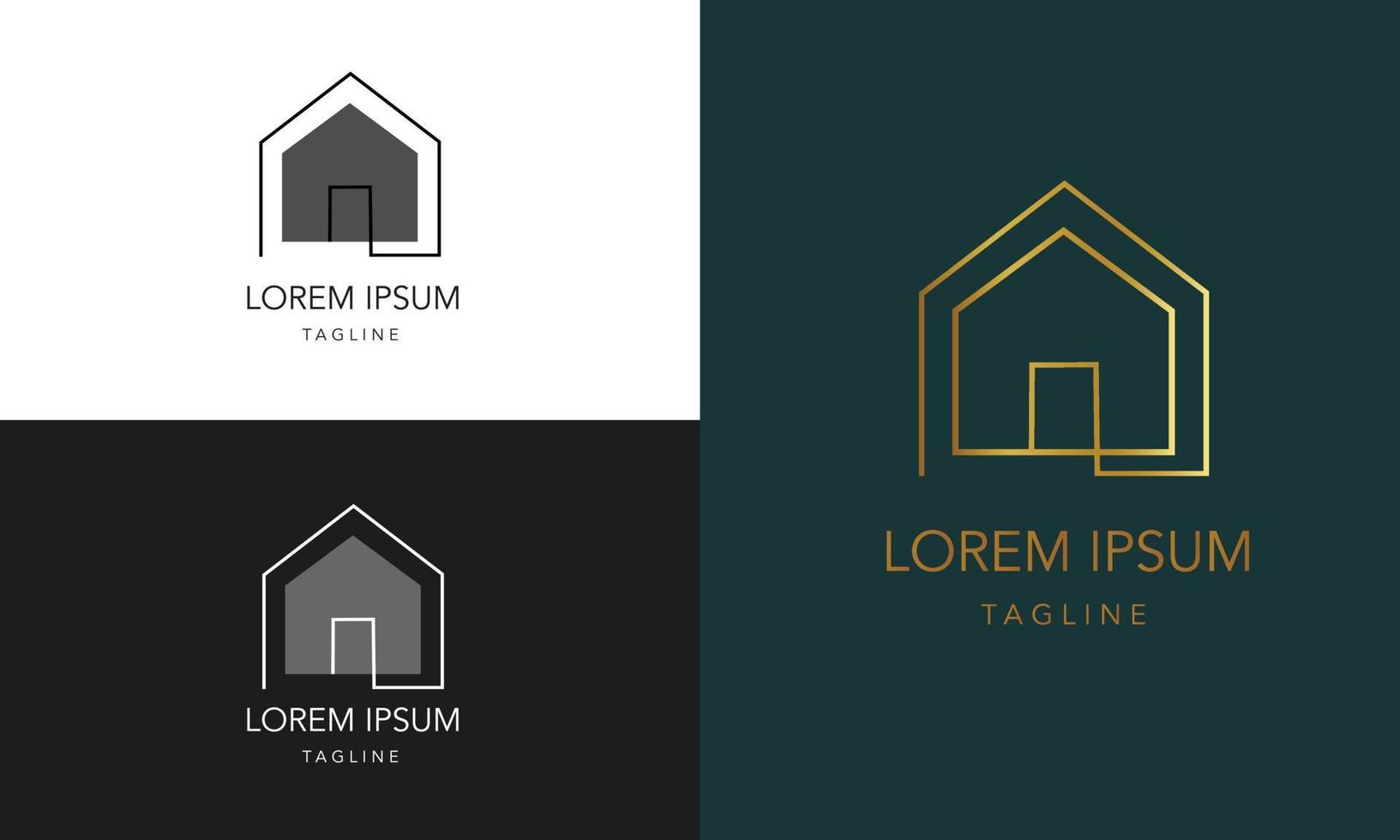 plantilla de logotipo de bienes raíces con insignias premium de estilo creativo dorado para vector de logotipo de agente inmobiliario vendido