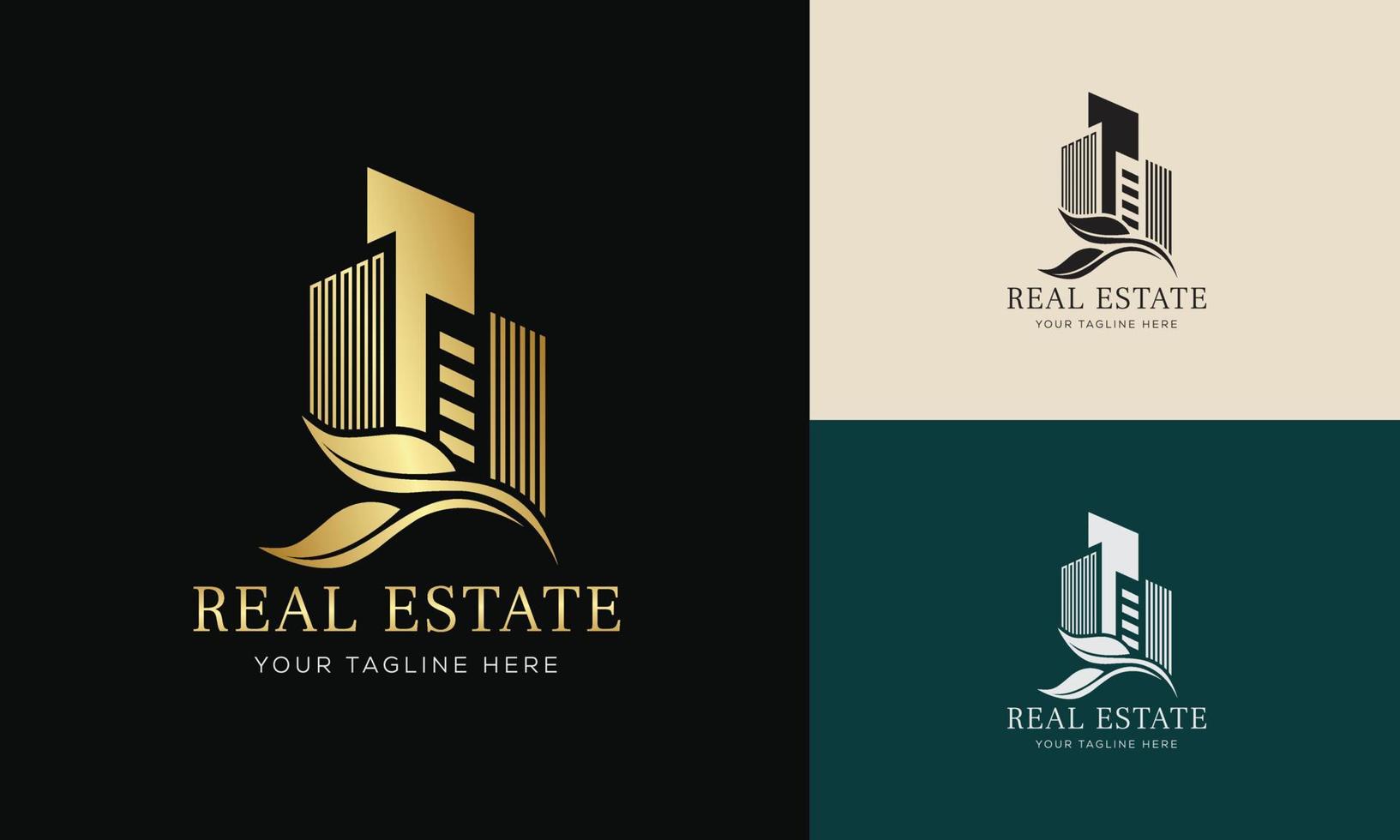 plantilla de logotipo de bienes raíces con insignias premium de estilo creativo dorado para vector de logotipo de agente inmobiliario vendido