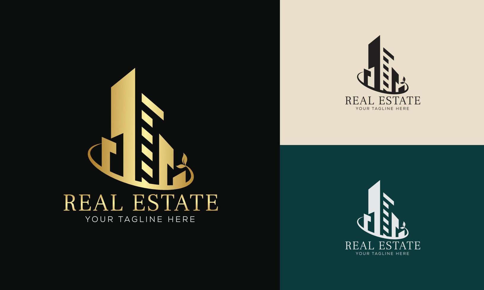 plantilla de logotipo de bienes raíces con insignias premium de estilo creativo dorado para vector de logotipo de agente inmobiliario vendido