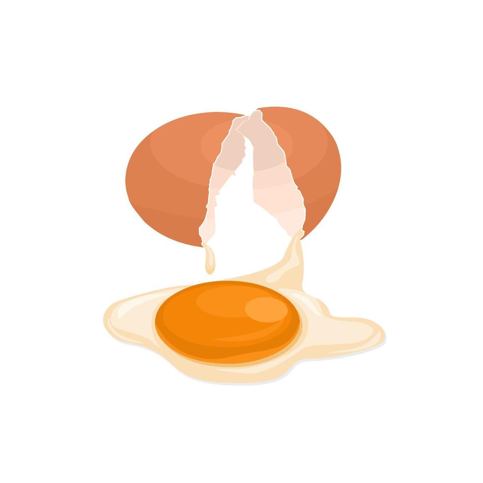 ilustración vectorial, cáscara de huevo agrietada aislada en fondo blanco, diseño de plantilla para receta o pancarta nacional del día del huevo. vector