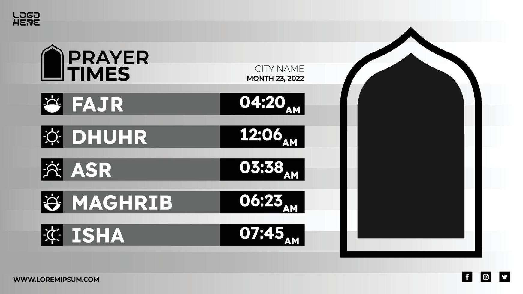 modern islamic prayer time schedule banner template 7955989 Vector Art