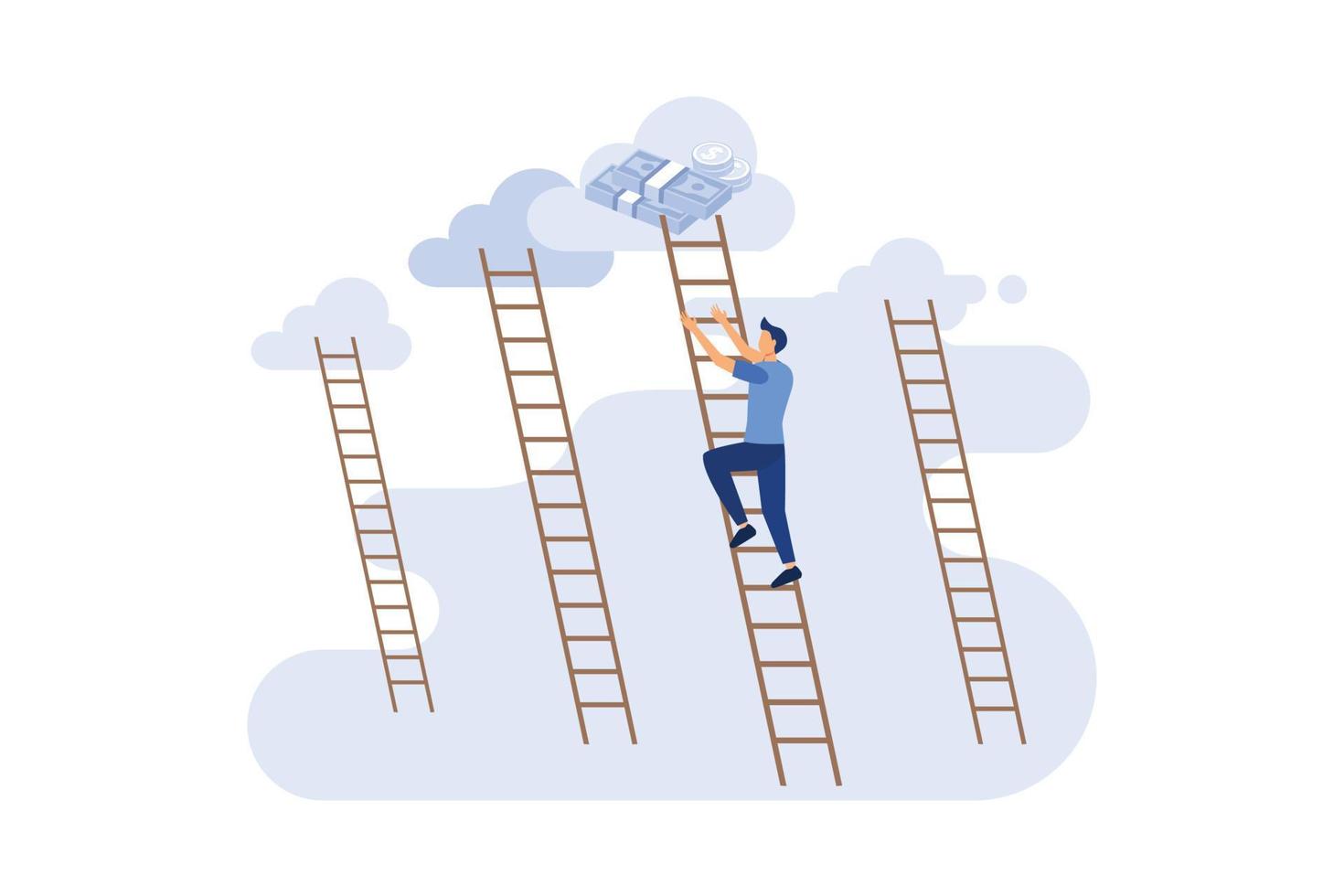 hombre de negocios subiendo escaleras, concepto hombre de negocios ganar precio plano vector ilustración