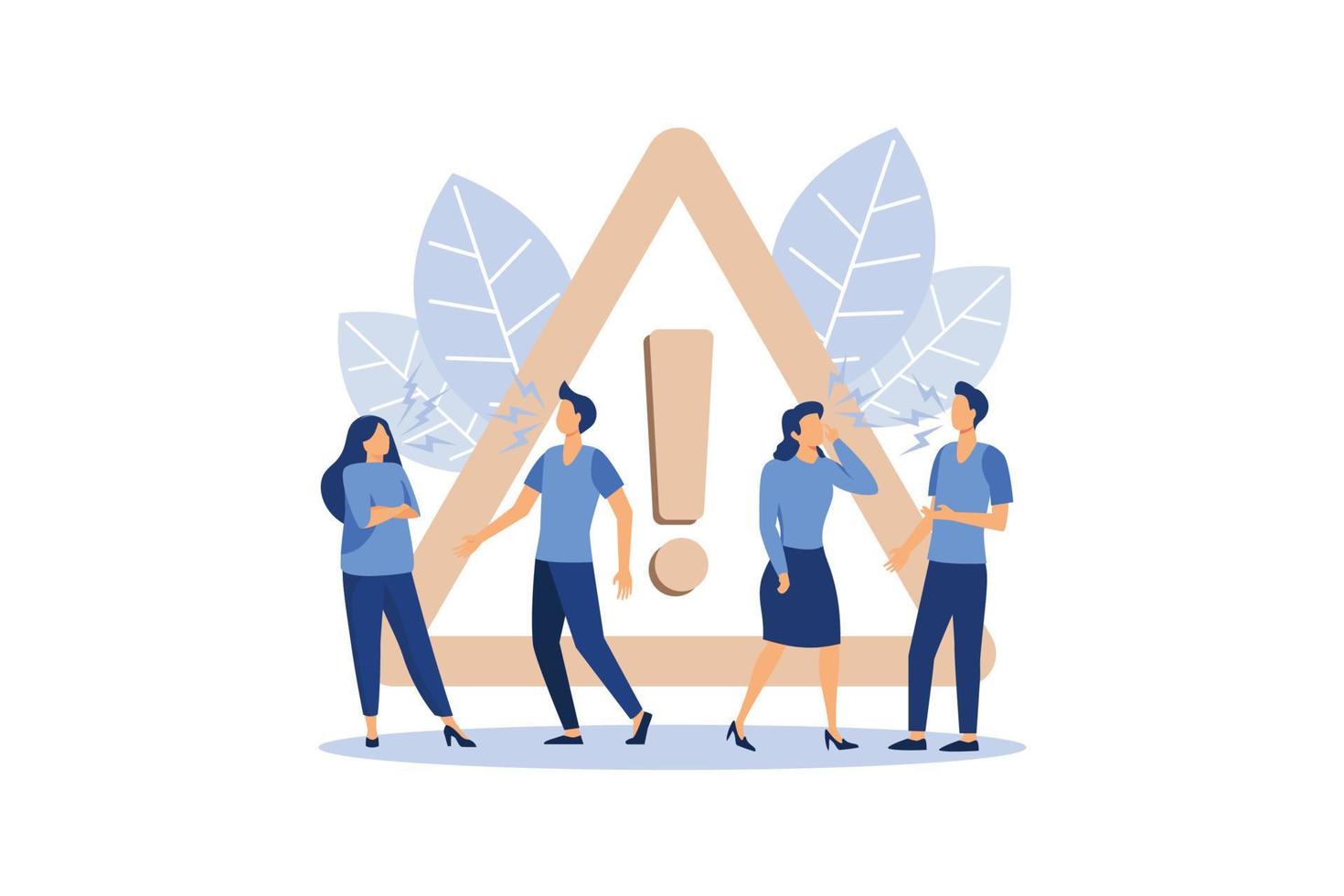disconnection from the Internet, unavailable, few people get angry, an error occurred flat vector illustration