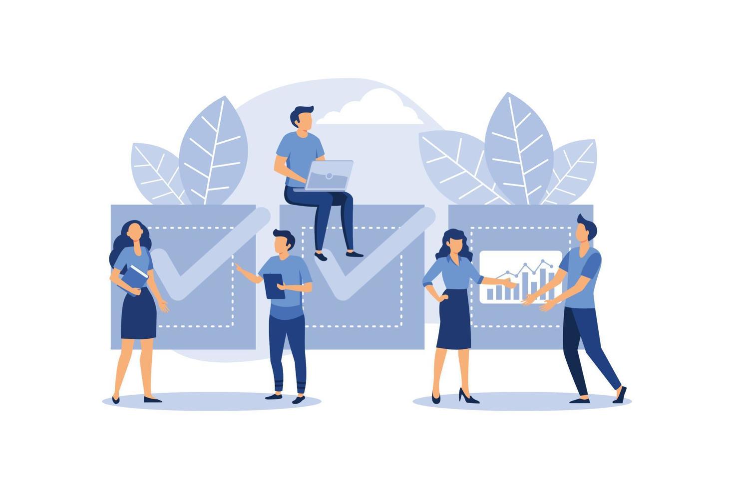 application form for employment. people select a resume for a job. vector small characters recruitment agency. claim form. flat vector illustration