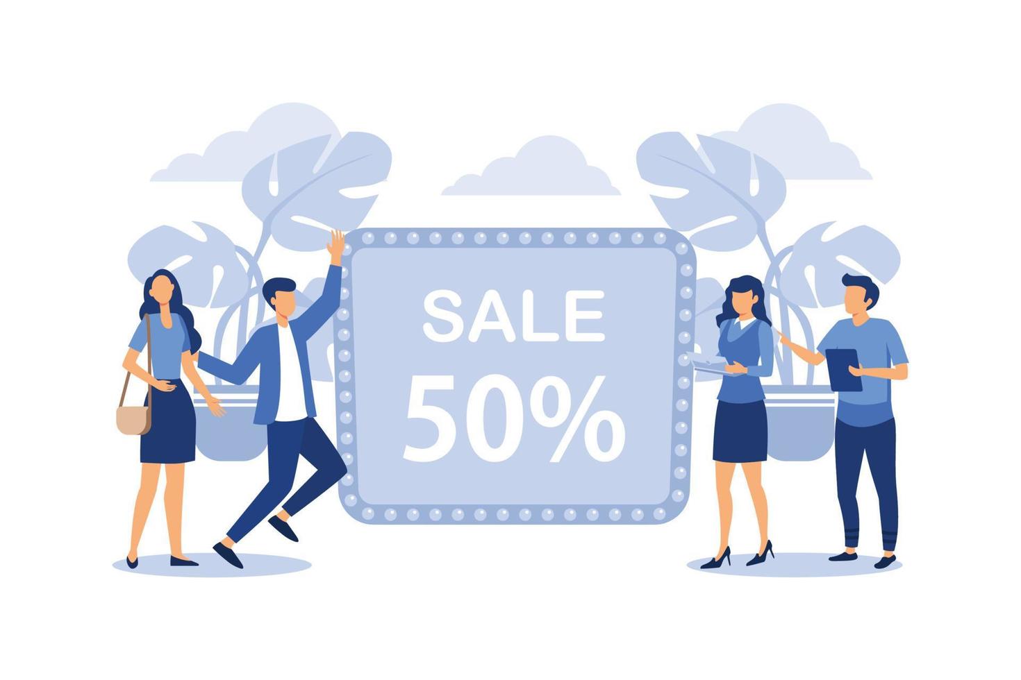 Vector illustration of a store, flyer, poster, banner, 50 percent discount, flat modern design illustration