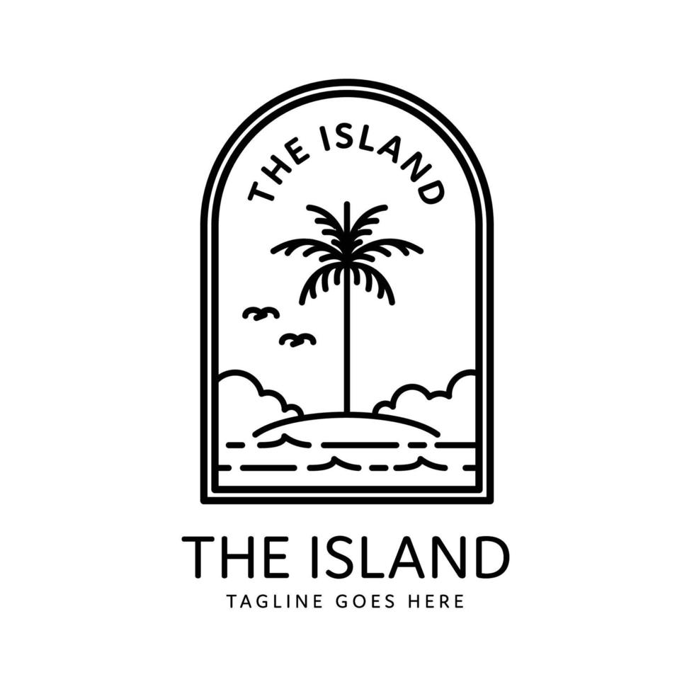 tropical island badge monoline logo vector