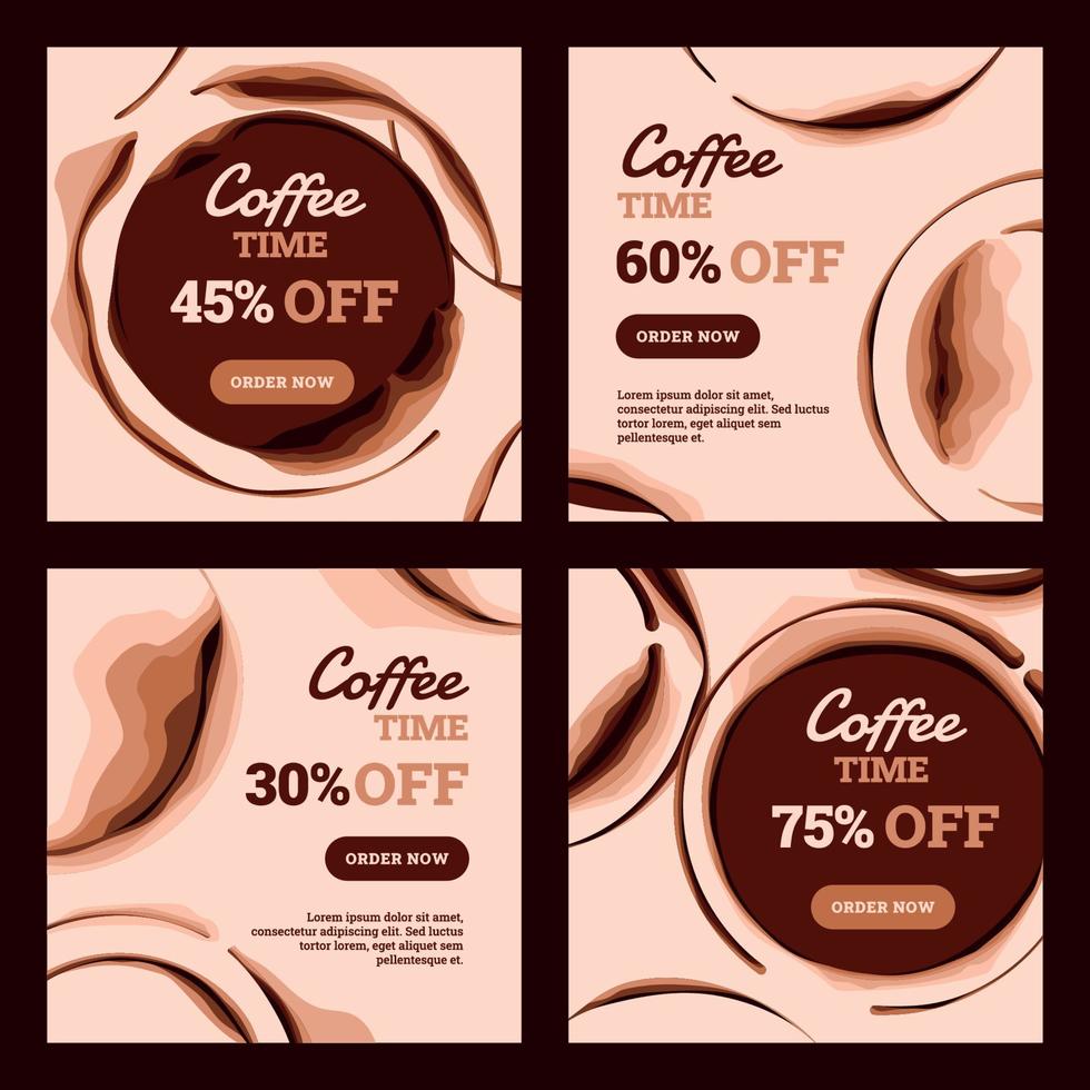 Social Media Templates with Coffee Stains Background vector