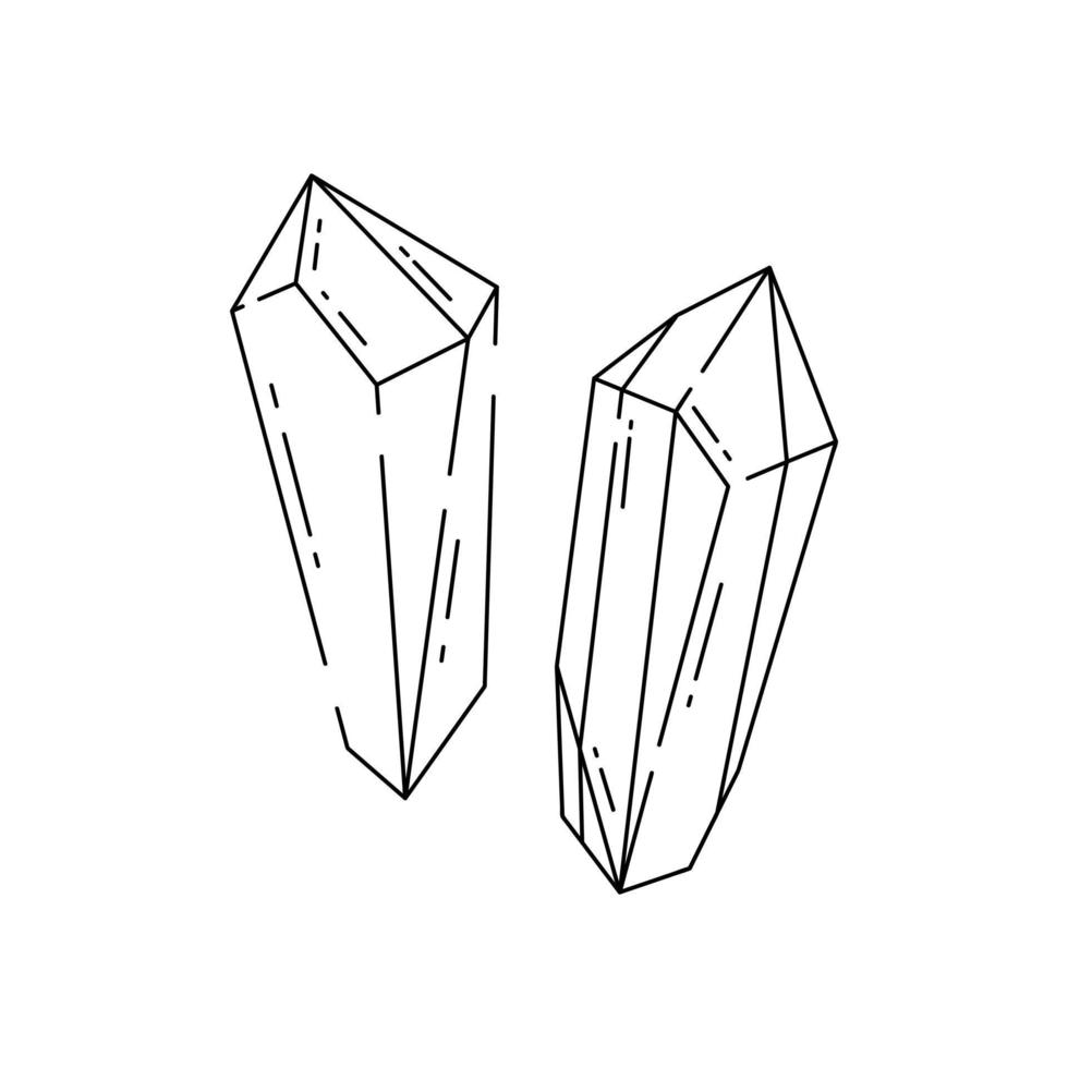 White outline crystal shapes. Line art. vector
