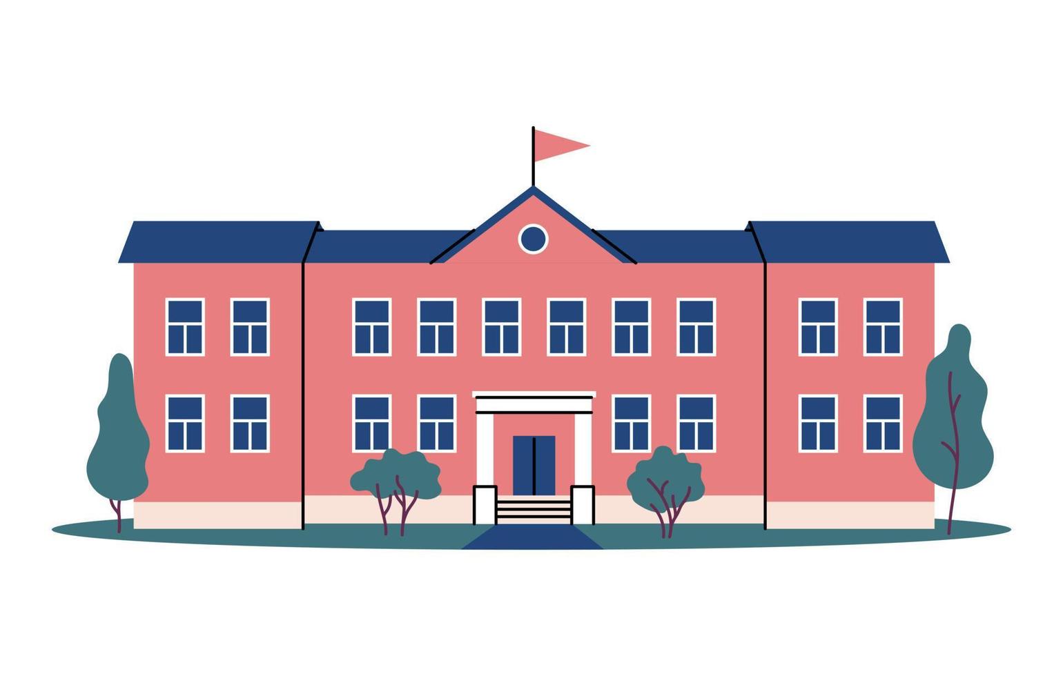School building with a green lawn. Icon. Education concept. vector
