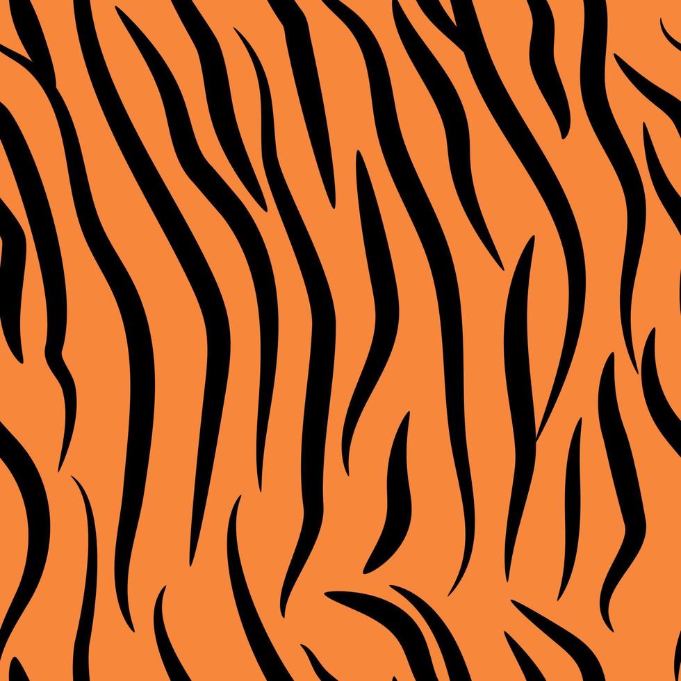 patrón impecable con rayas de tigre en la piel. rayas de tigre negras y naranjas. vector
