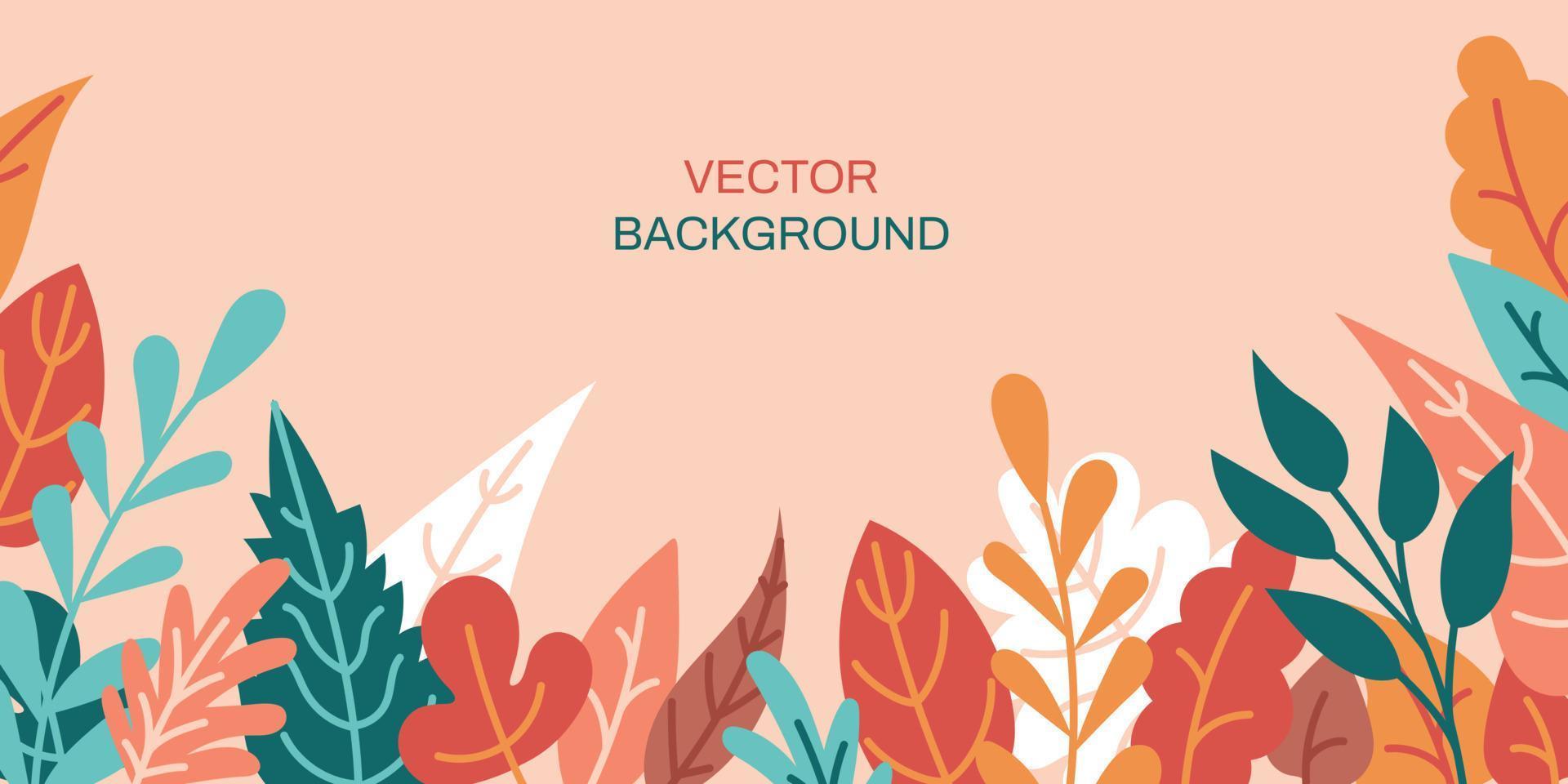 Vector horizontal abstract background with autumn colorful leaves
