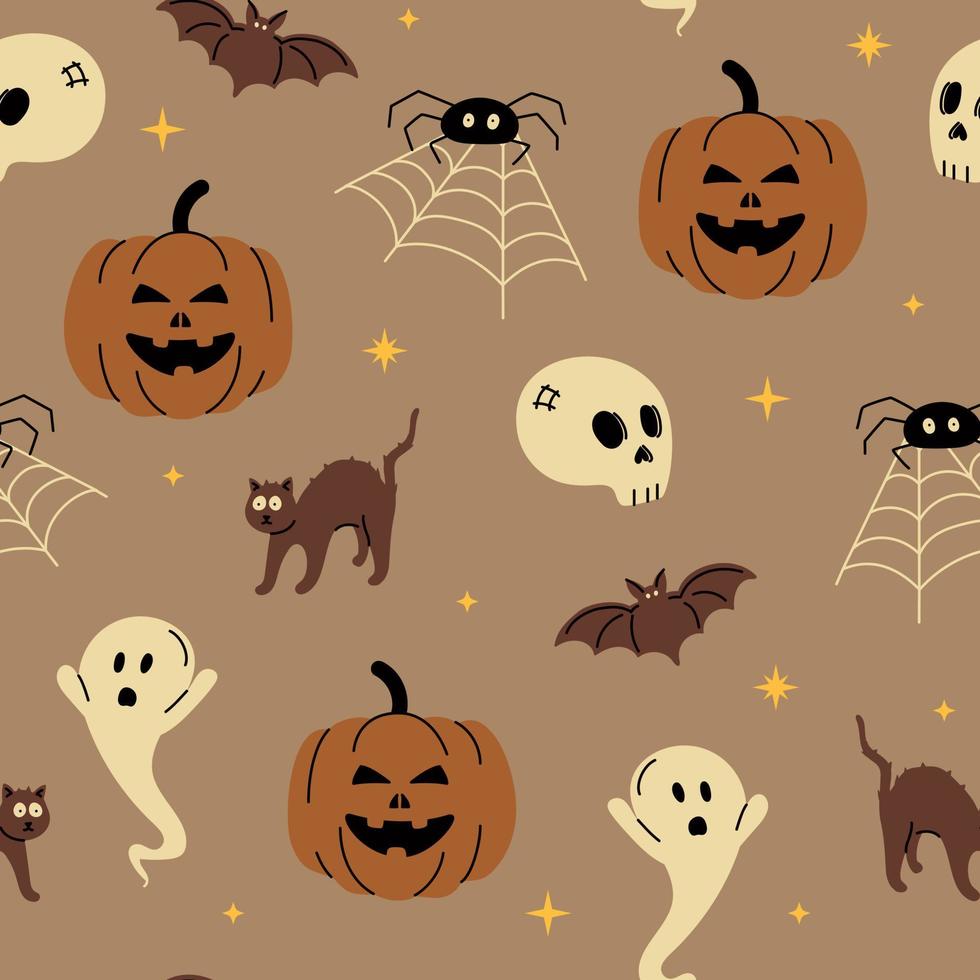 Halloween seamless trendy pattern background. vector