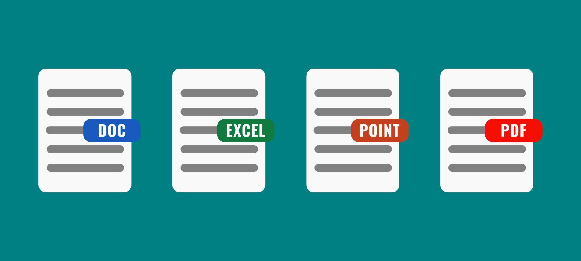 Digital Document icons symbol including doc, xls, pdf, ppt. vector