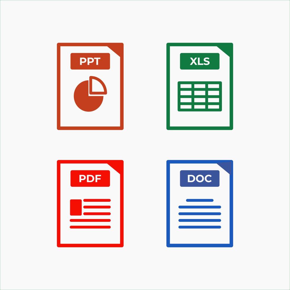 Digital document format such as pdf, ppt, doc and xls. vector