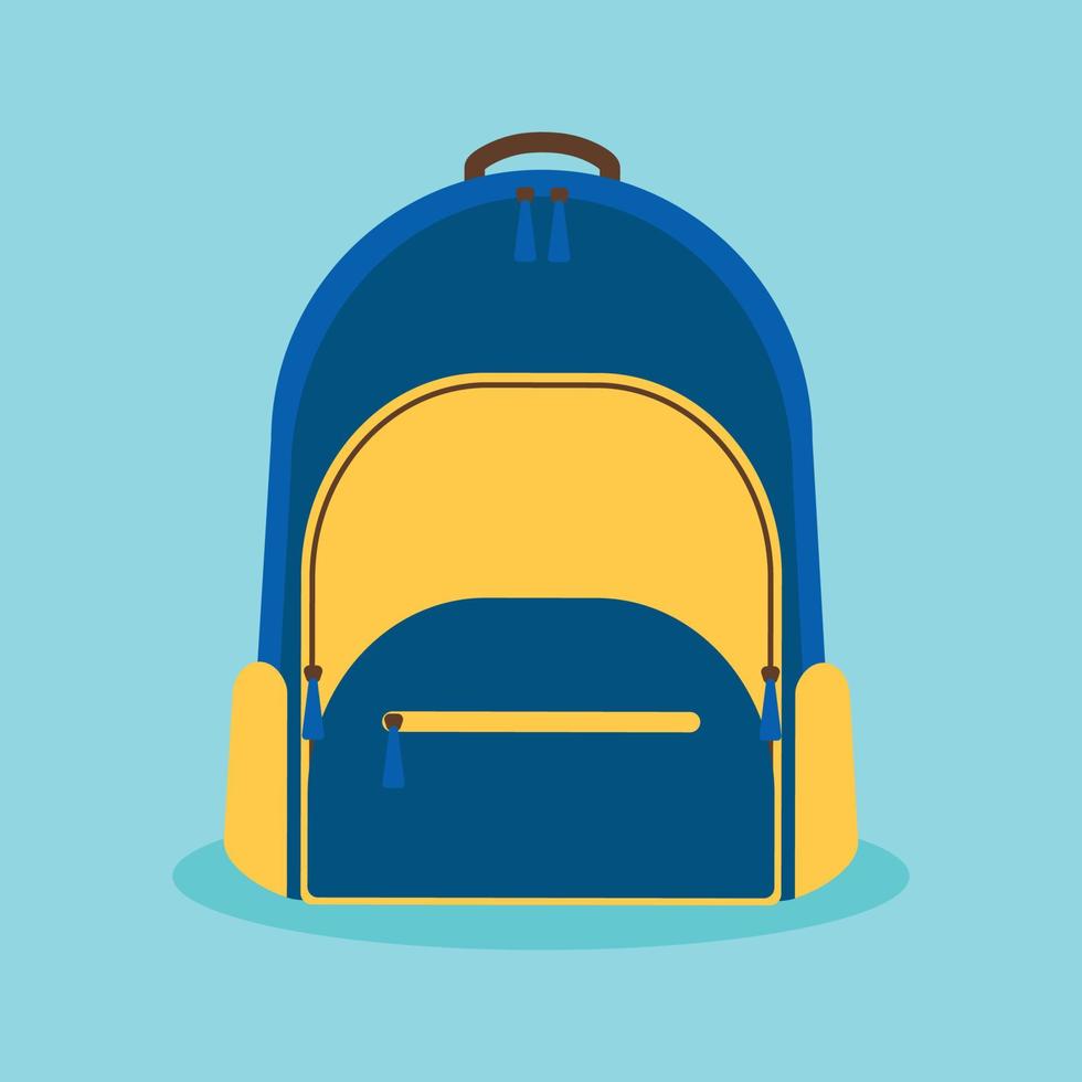 Animated Blue Bag School Cartoon Clipart Icon Vector in Flat Design