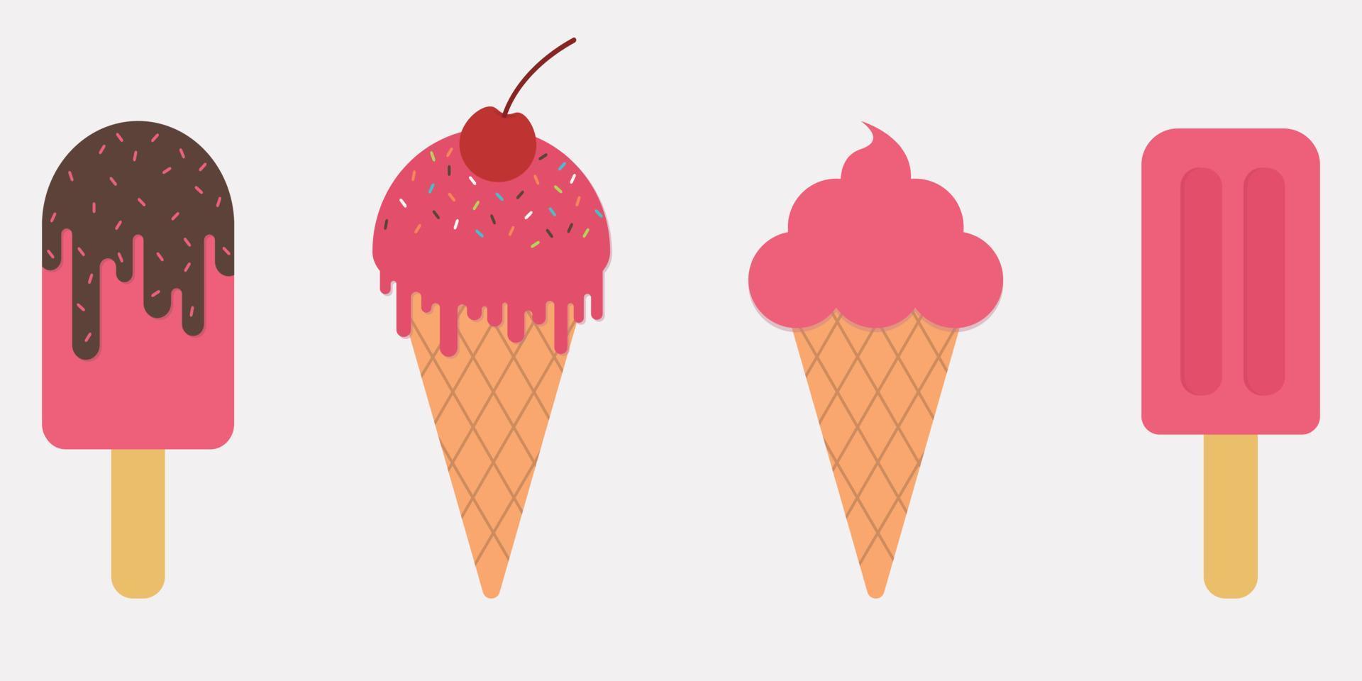 helado de fresa y gelato set vector icono