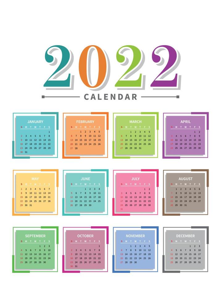 Abstract Colorful 2022 Calendar New Year Template Vector Illustration Design