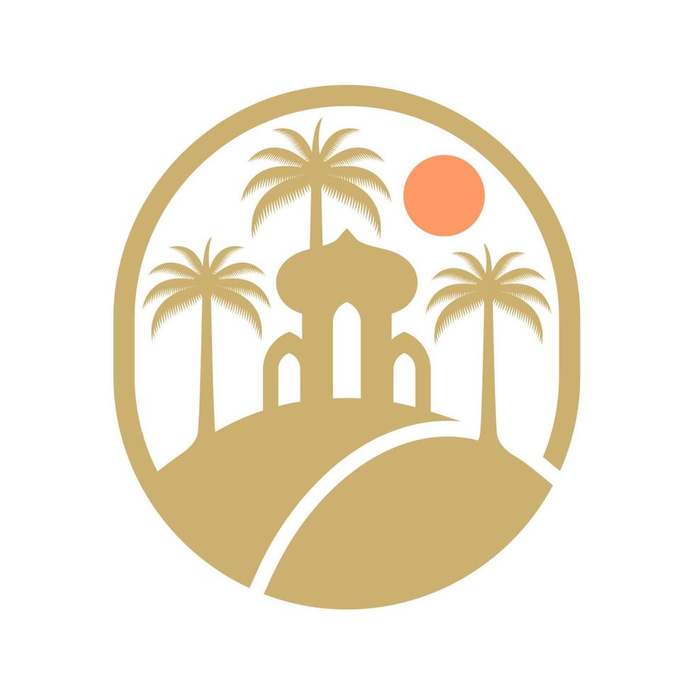 Dates tree island logo. Arabian dates vector. vector