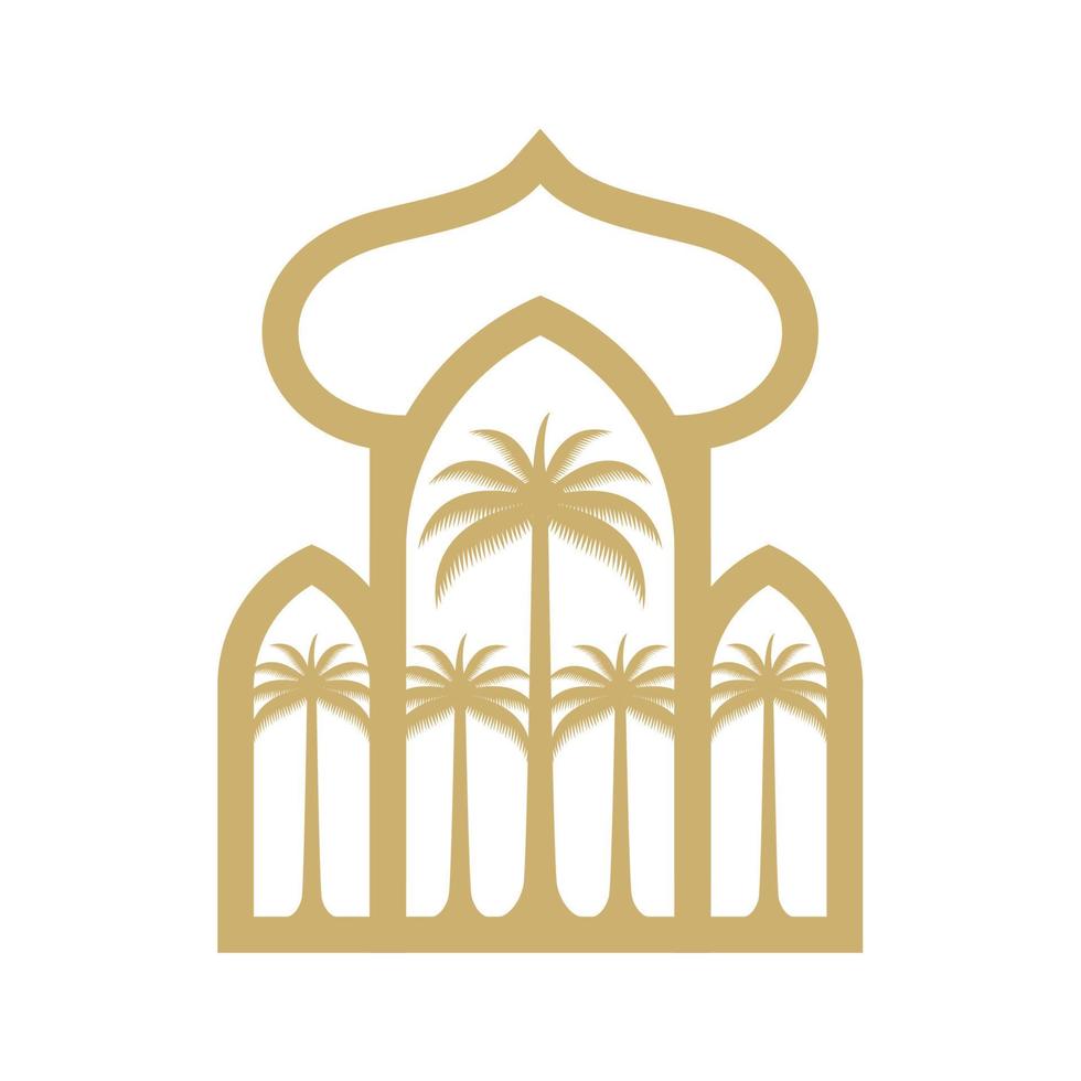 Arabian dates tree logo. Dates tree and mosque vector