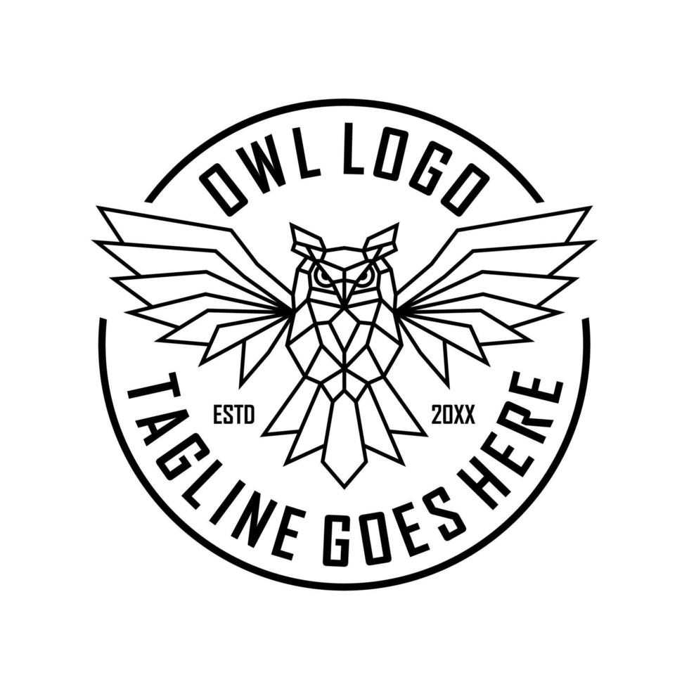 Vintage Owl logo design. Flying owl logo vector