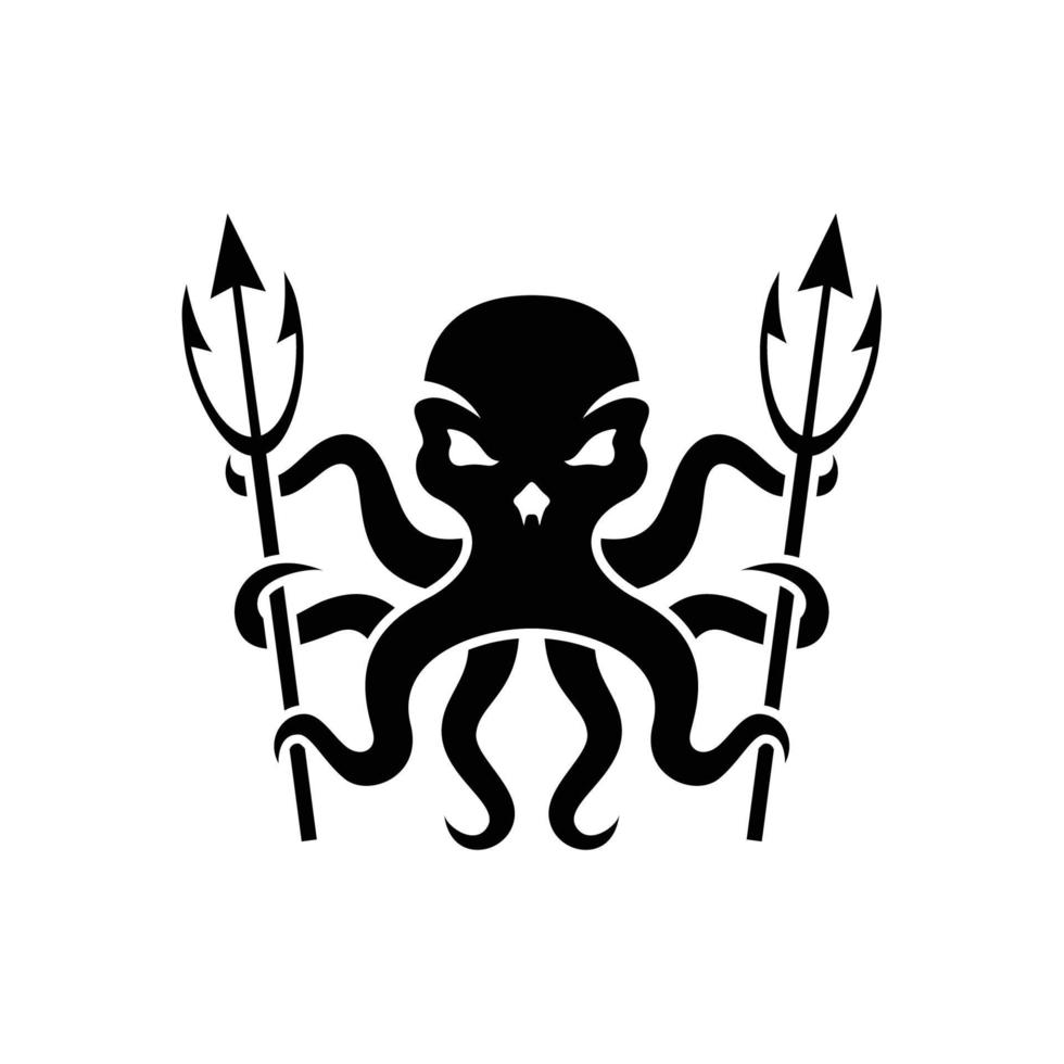 Kraken head skull logo template vector