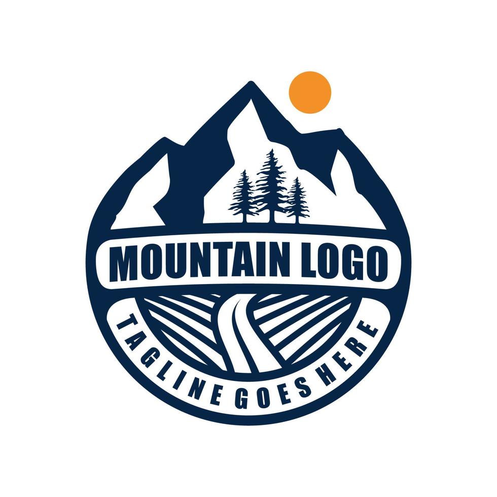 Mountain expedition logo template. Vintage mountain logo vector