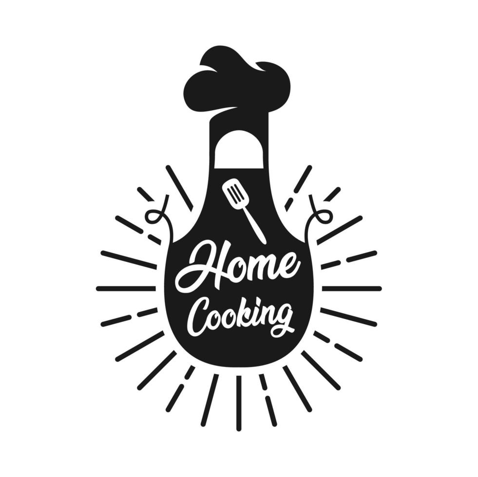 logotipo de cocina casera. icono de vector de delantal