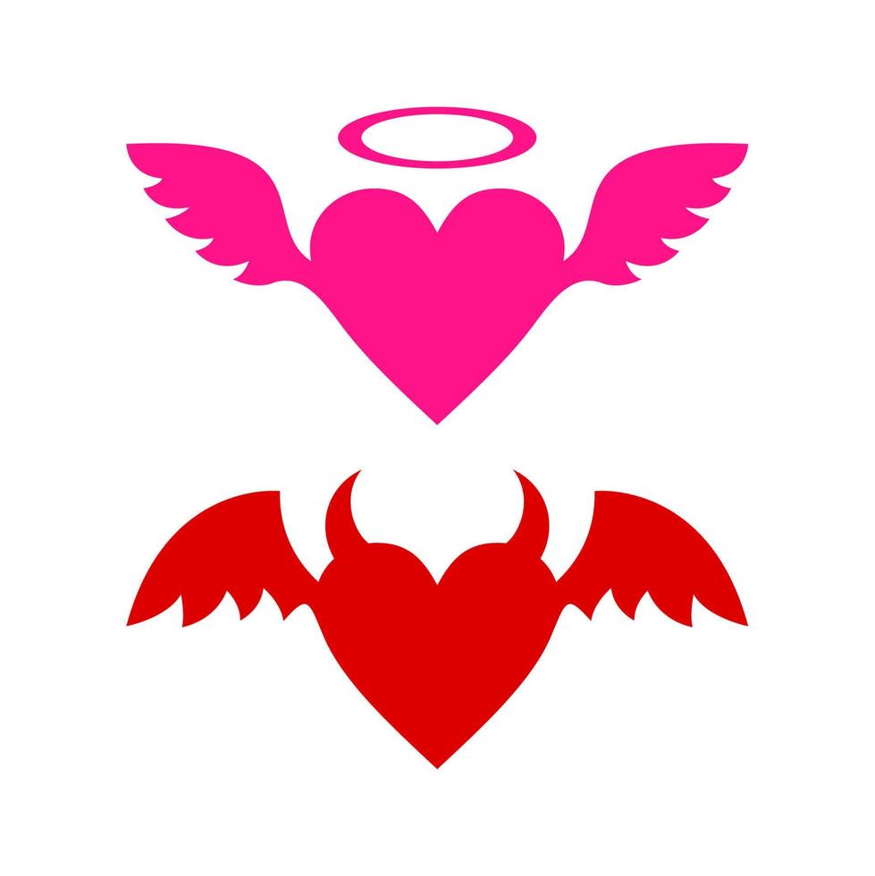 vector de demonio y ángel. icono de vector de amor y odio