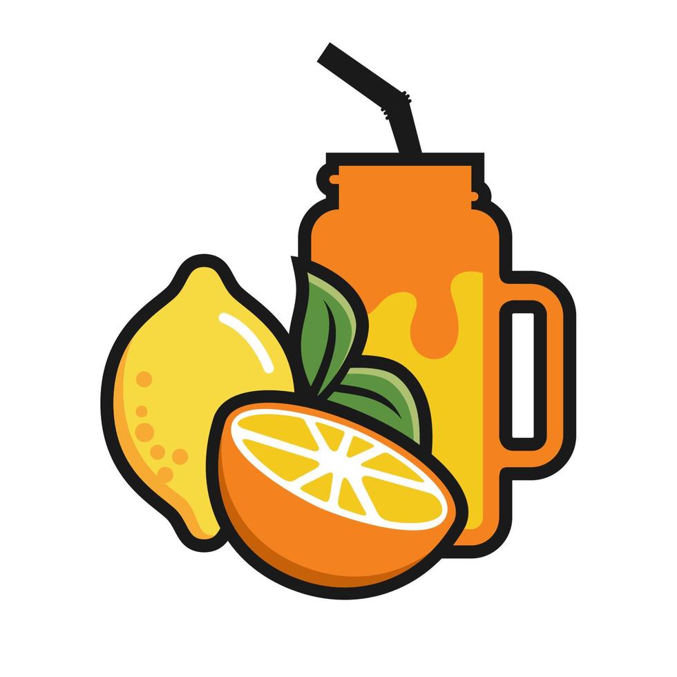 Simple Orange and lemon vector. Fresh juice fruits on summer season. Summer fruit vector