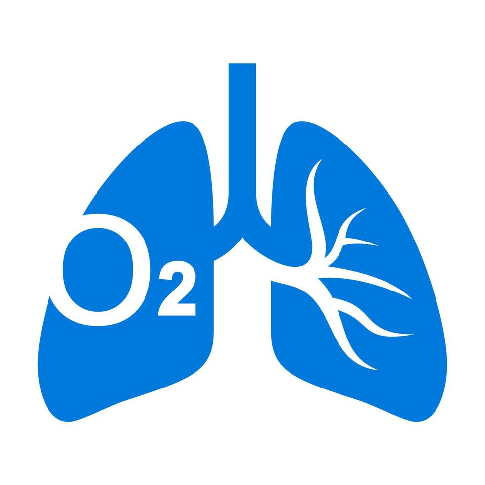 oxígeno para el icono del vector de los pulmones. icono de salud y medicina