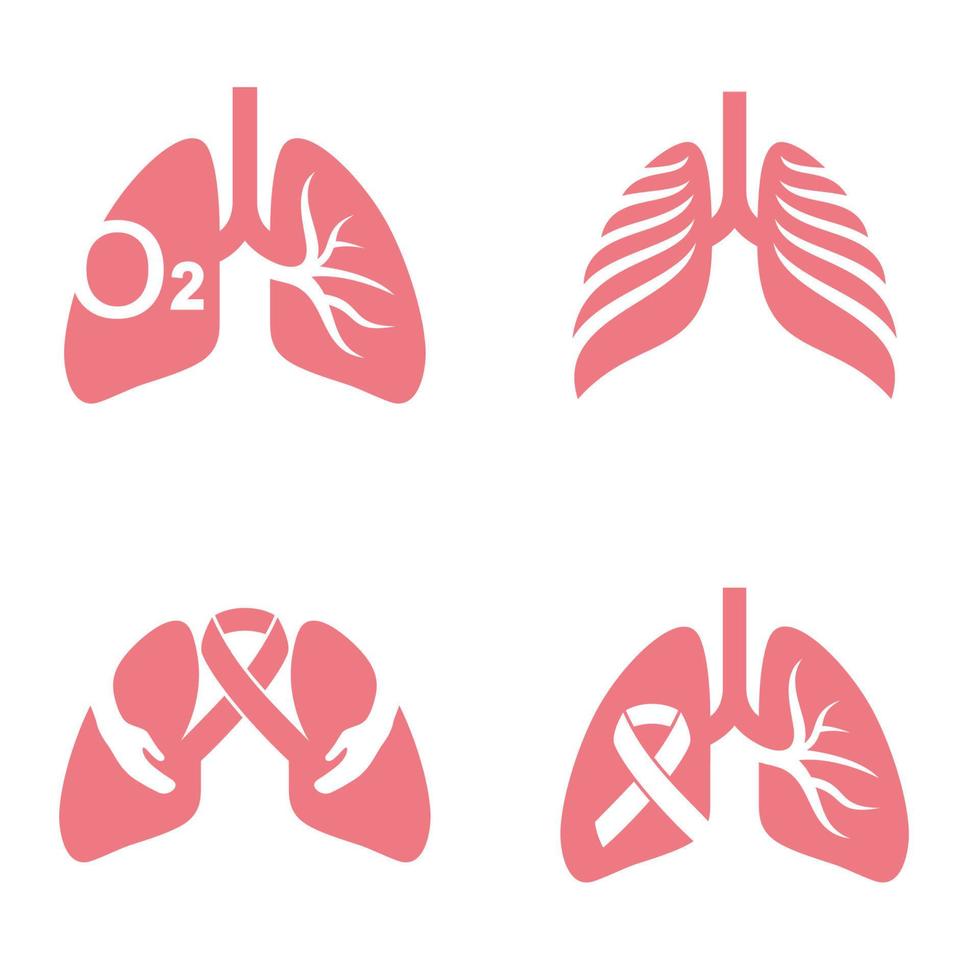 paquete de iconos de vector de pulmones. logotipo de medicina, icono médico. plantilla de diseño de logotipo para clínica. símbolo de vector de corazón