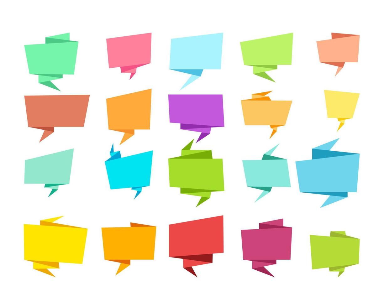 colorful origami paper bubble chat collection set vector