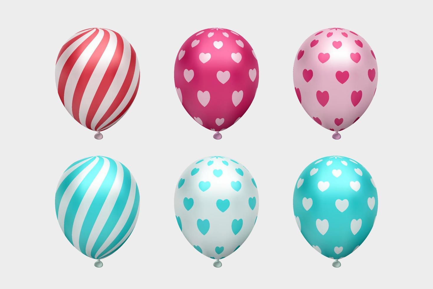 realistic chrome balloon 3d collection set vector